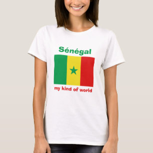 Senegal Flagge + Karte + Text T-Shirt