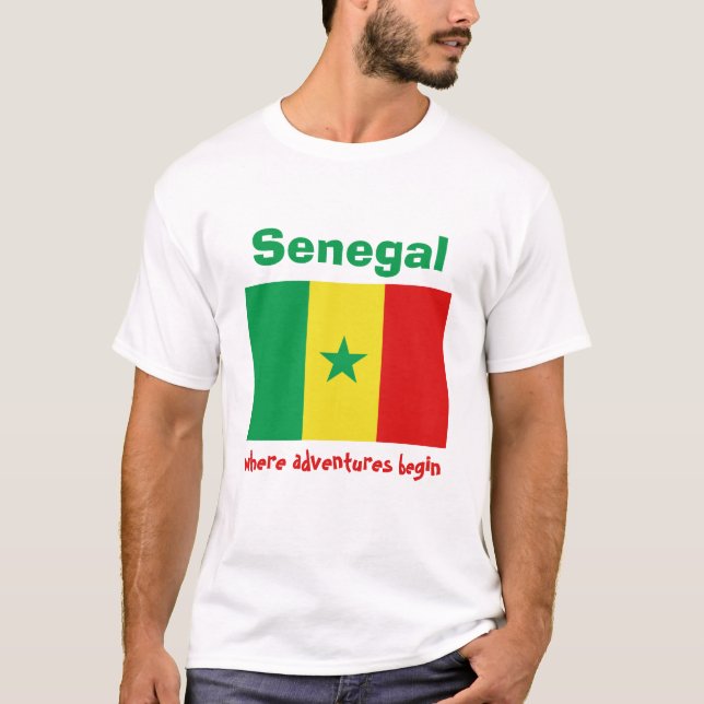 Senegal-Flagge + Karte + Text-T - Shirt (Vorderseite)