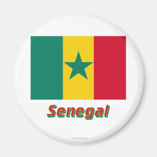Senegal-Flagge mit Name Magnet