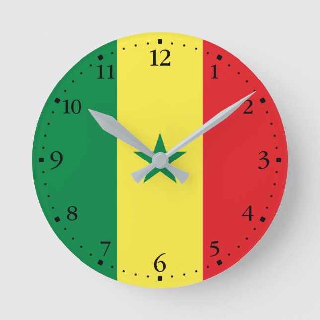 Senegal-Flagge Runde Wanduhr (Vorderseite)