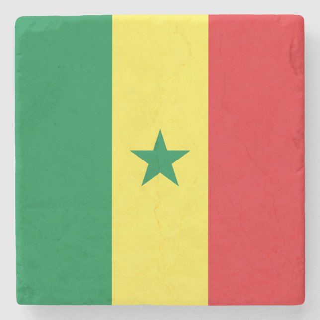 Senegal-Flagge Steinuntersetzer (Vorderseite)