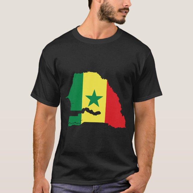 Senegal-Flaggen-Karte T-Shirt (Vorderseite)