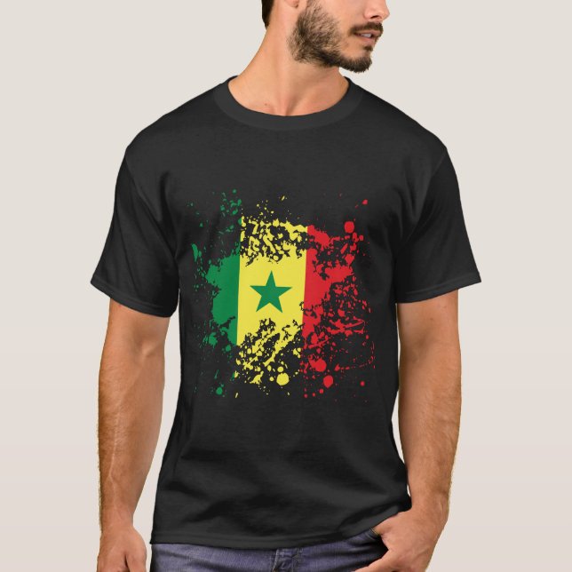 Senegal-Flaggen-Tinten-Spritzer T-Shirt (Vorderseite)