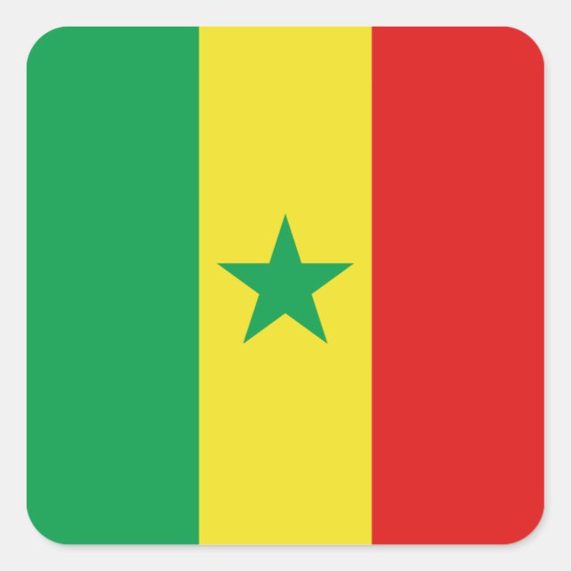 Senegal-Flaggenaufkleber Quadratischer Aufkleber (Vorderseite)