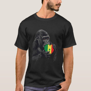 Senegal Gorilla Herz Senegalesische Flagge Senegal T-Shirt