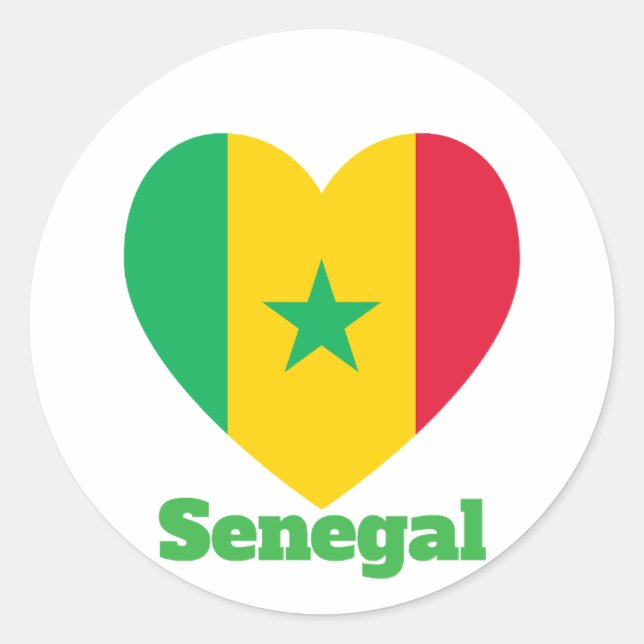 Senegal Herzenflagge Runder Aufkleber (Vorderseite)