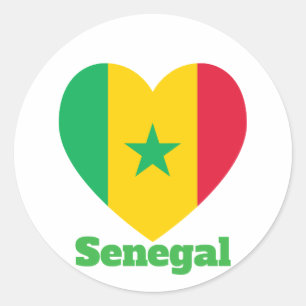 Senegal Herzenflagge Runder Aufkleber