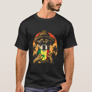 Senegal Hund senegalesische Flagge Sonnenuntergang T-Shirt