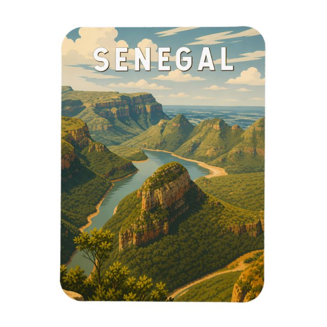 Senegal Illustration Reise Kunst Vintage Magnet (Vertikal)