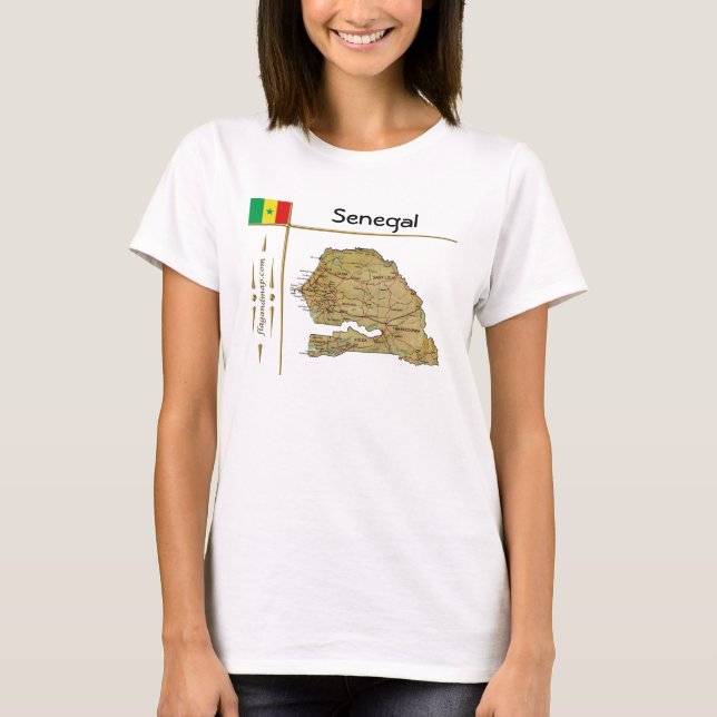 Senegal Karte + Flag + T - Shirt (Vorderseite)