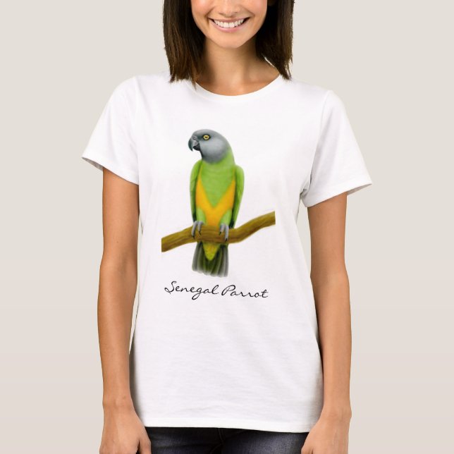 Senegal-Papageien-Spaghetti-Spitze T-Shirt (Vorderseite)