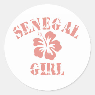 Senegal Rosa Girl Runder Aufkleber