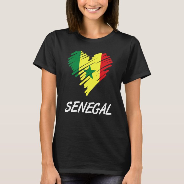 Senegal Senegalese Westafrika Proud Heart Liebe Fl T-Shirt (Vorderseite)