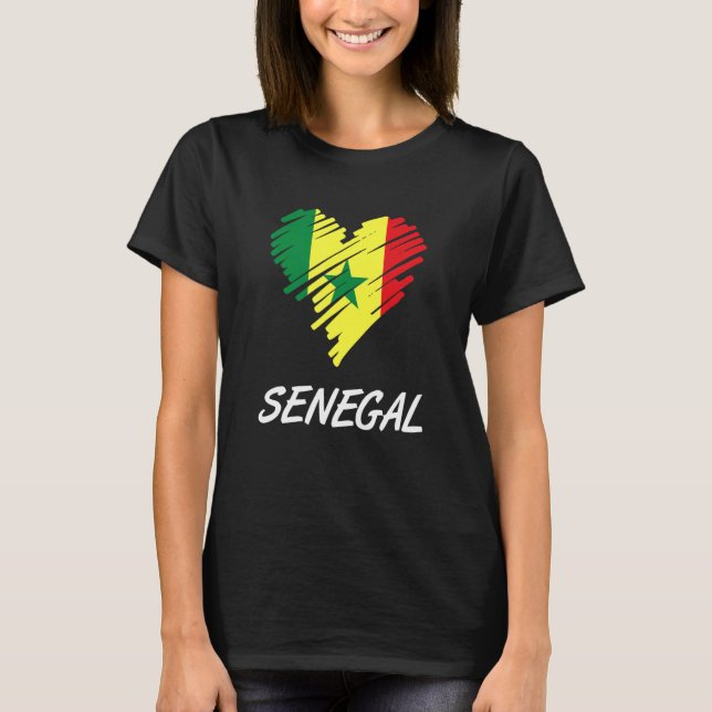 Senegal Senegalese Westafrika Proud Heart Liebe Fl T-Shirt (Vorderseite)