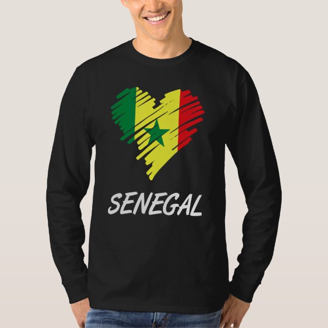Senegal Senegalese Westafrika Proud Heart Liebe Fl T-Shirt (Vorderseite)