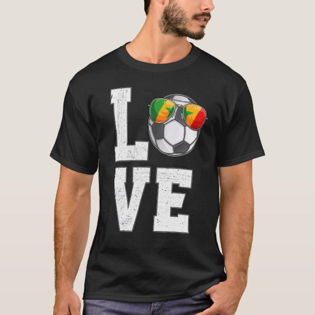 Senegal Soccer Liebe Senegalesische Flagge T-Shirt (Vorderseite)