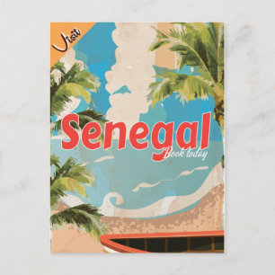Senegal Urlaub Vintage Reiseplakat. Postkarte
