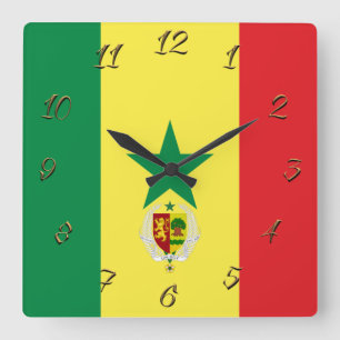Senegal-Wappen Quadratische Wanduhr