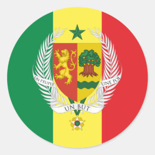 senegalesische Flagge und Wappen, Flagge Senegals Runder Aufkleber