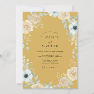 Senf-Anemonen-Kranz-Hochzeit Einladung