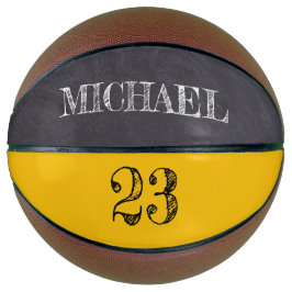 Senf-Gelbe Halbbretterätzung mit Namen Mini Basketball