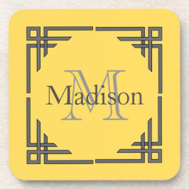 Senf-gelber grauer geometrischer untersetzer