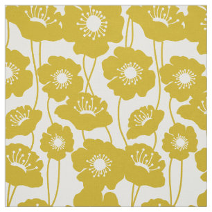 Senf-gelbes Mohnblumen-Muster Stoff