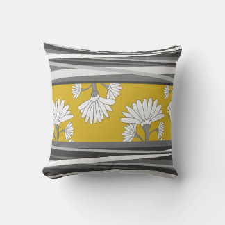 Senf Greyscale Abstrakt Floral Kissen