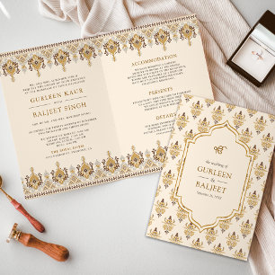 Senf-Ikat-Alles-in-Einem-Anand-Karaj-Sikh-Hochzeit Einladung