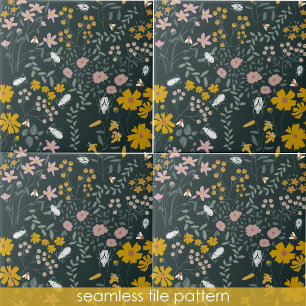 Senf Käfer und Bienen Bohemische Blume Fliese