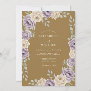 Senf-Lavendel-Rosen-Hochzeit Einladung