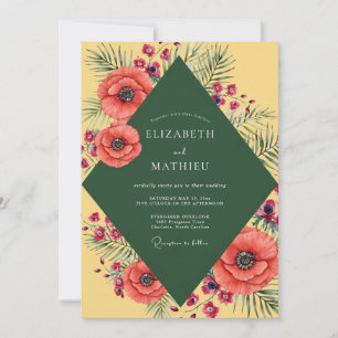 Senf-Mohn-Palmen-Hochzeit Einladung