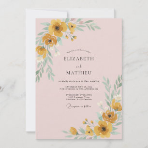 Senf-Mohn-Rosé-Hochzeit Einladung