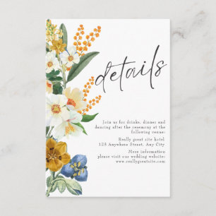 Senf-neutrale Frühjahrsgarten-Wildblumen Hochzeit Begleitkarte