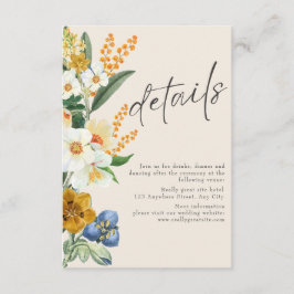 Senf-neutrale Frühjahrsgarten-Wildblumen Hochzeit Begleitkarte