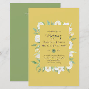 Senf Olive Magnolia Budget Hochzeit Einladung A9