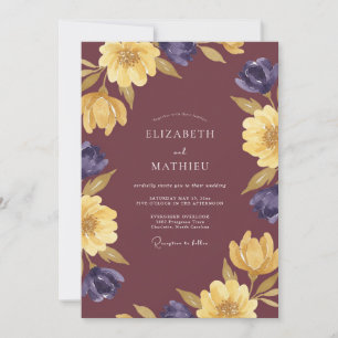 Senf-Pfirsich-Ranunculus-Salbei-Hochzeit Einladung