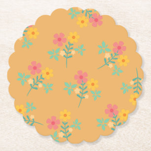 Senf-Retro-Daisy-Bouquet-Muster Untersetzer
