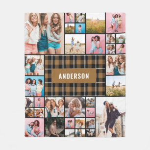 Senf Schwarz kariert moderne minimale Pampas 34 Fo Fleecedecke