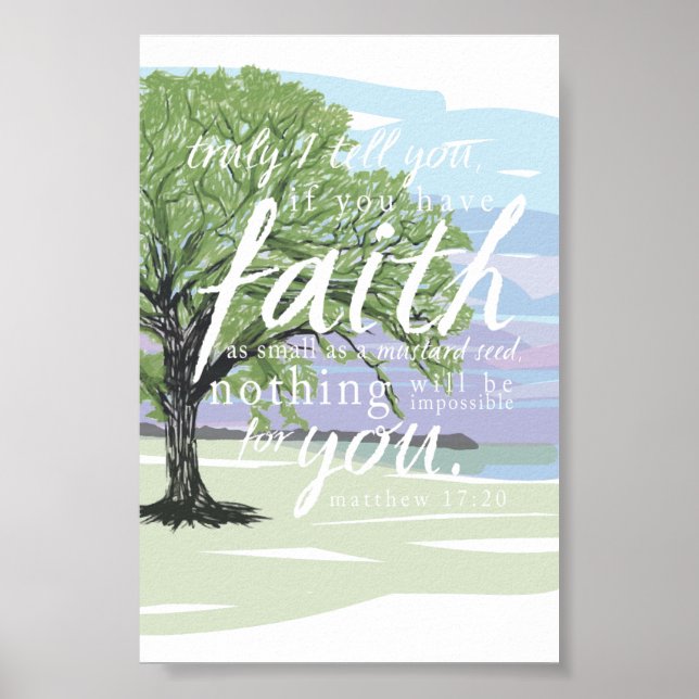 Senf Seed Faith Matthew 17:20 Bible Verse Poster (Vorne)