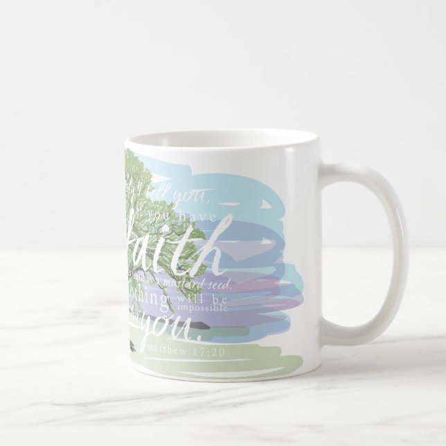 Senf Seed Faith Tasse, Matthew 17:20 Kaffeetasse (Rechts)