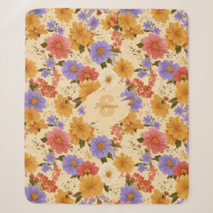 Senf-Terrakotta-Blau-Wildblume Sherpadecke