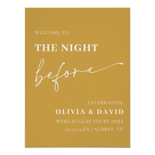 Senf The Night Before Probe Dinner Unterschreiben Poster (Vorderseite)