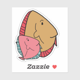 Senf- und Rosa-Fische Aufkleber