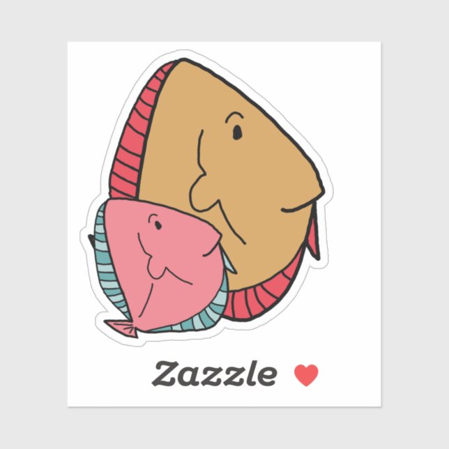 Senf- und Rosa-Fische Aufkleber (Blatt)