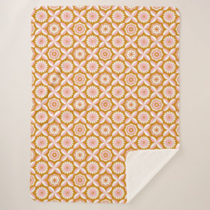 Senf- und Rosa-Retro-Blume Sherpadecke