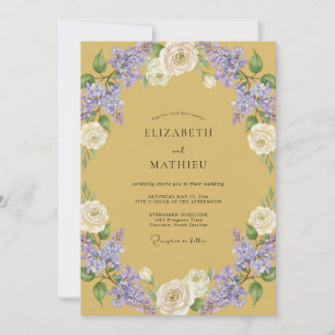 Senf Üppige Botanische Hochzeit Einladung
