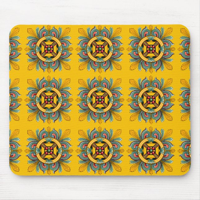 Senf-Victorian-Fliesendesign Mousepad (Vorne)