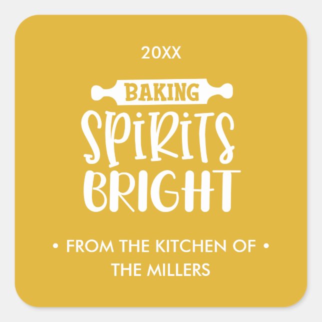 Senf | Weihnachts Backbriefe hell Quadratischer Aufkleber (Vorderseite)