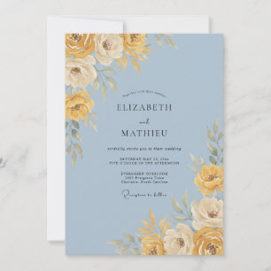 Senfblau Exquisite Wiesenhochzeit Einladung